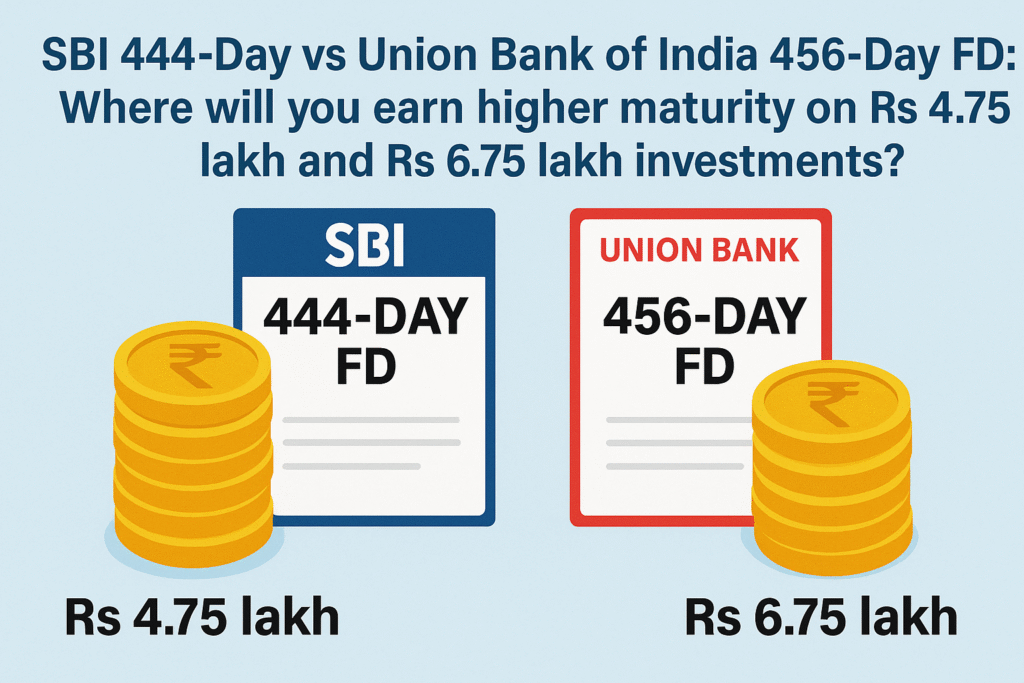 SBI-444-1024x683 SBI 444-Day vs Union Bank 456-Day FD: Which Gives Higher Returns on ₹4.75 Lakh & ₹6.75 Lakh?